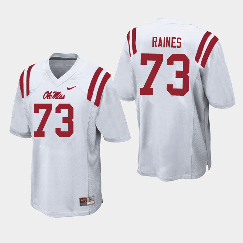 Men #73 John Raines Ole Miss Rebels College Football Jerseys Sale-White